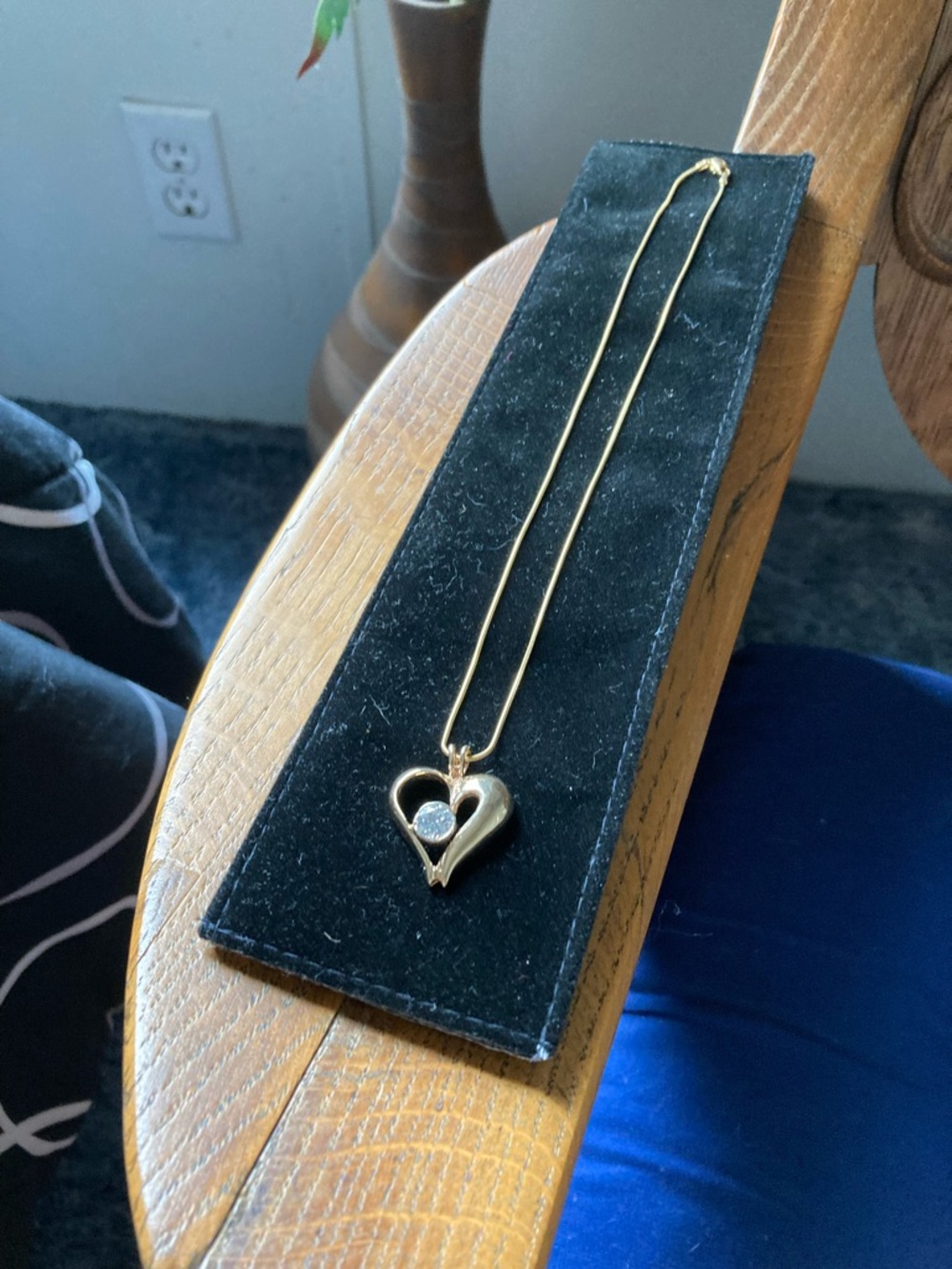 Gold Diamond Heart Pendant Necklace with Clear 1 Carat Stone - Women Jewelry